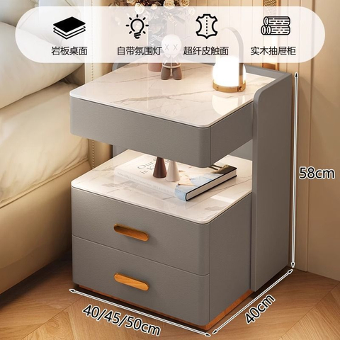 Xy Best Smart Bedside Table Simple Modern Advanced Light Luxury Home Bedroom Bedside Storage Solid Wood Storage Cabinet