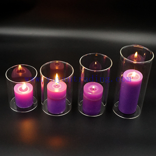 Large Clear Glass Cylinder Hurricane Vase Candle Holder