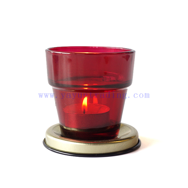 shiny green blue amber empty glass candle making holder
