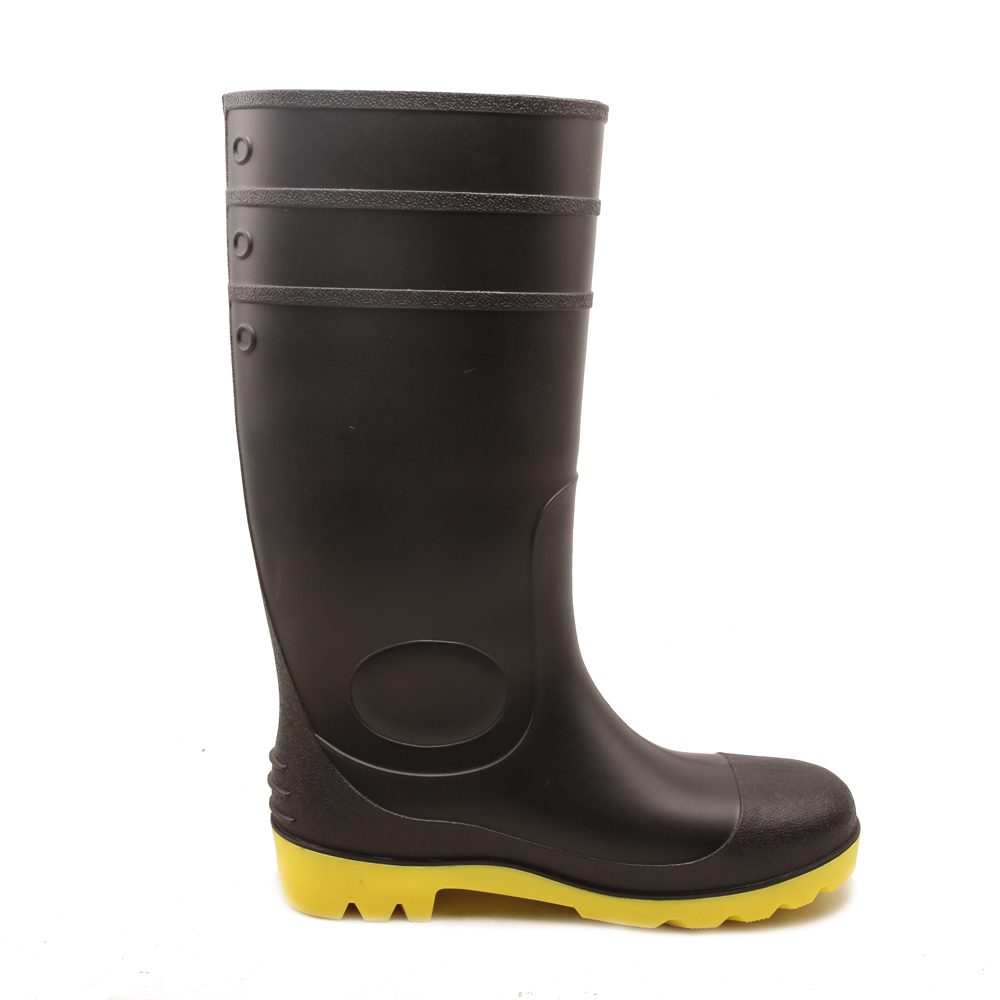 QH-002 black waterproof oil resistant pvc safety rain gum boots