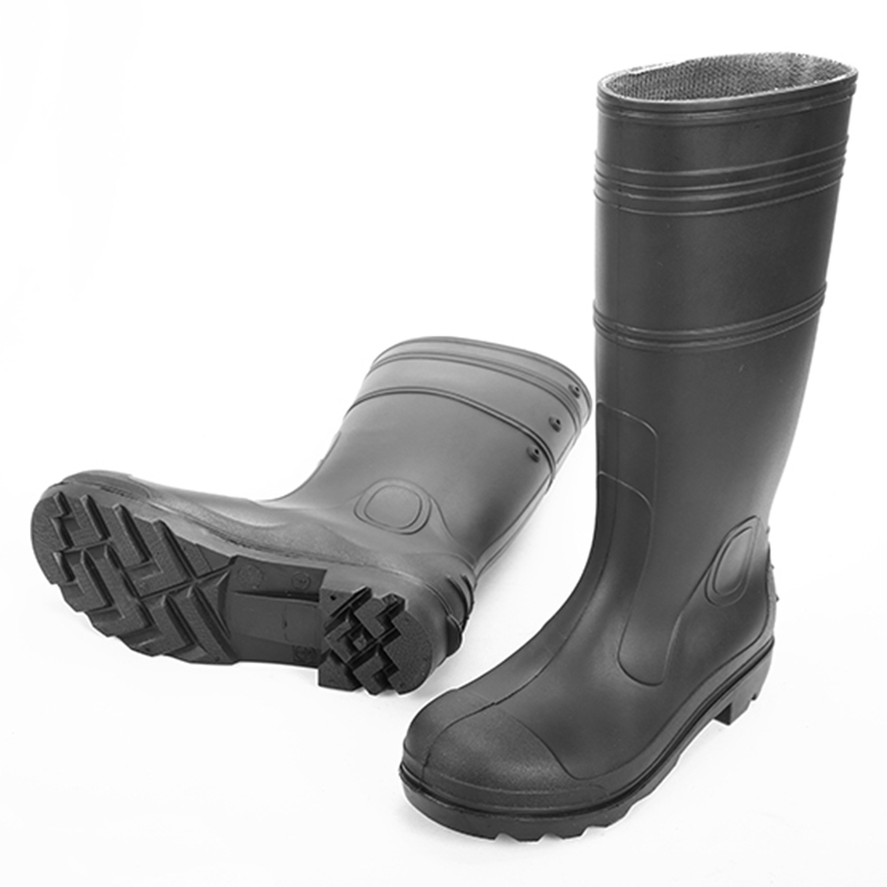 black pvc rain boot