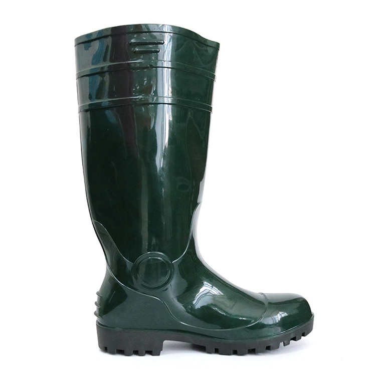 F30GB Green steel toe cap plastic glitter pvc safety rain boot