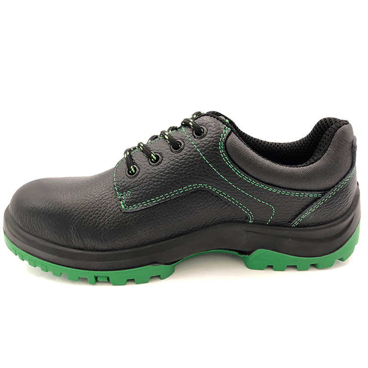 Black leather steel toe cap european safety shoes work