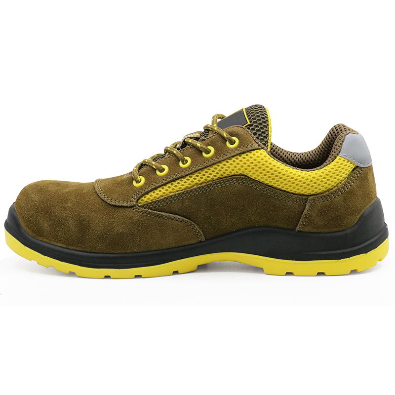Yellow suede leather plastic toe cap workshop safety shoes european