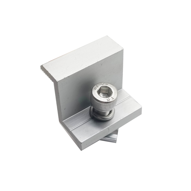 Structure de montage solaire, prix d'usine, pince d'extrémité en aluminium anodisé avec boulon à douille et écrou