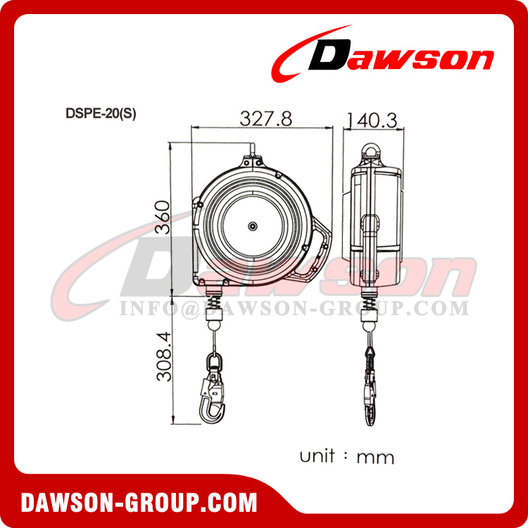 Linha de vida retr&aacute;til DSPE-20 (S) - Dawson Group Ltd. - Fabricante, f&aacute;brica na China