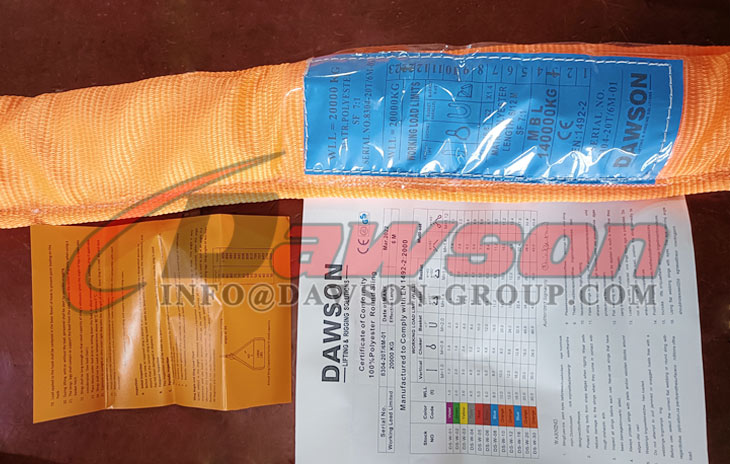 Eslingas redondas de poli&eacute;ster WLL 20T - Eslingas de elevaci&oacute;n - Dawson Group Ltd. - Fabricante, proveedor de China