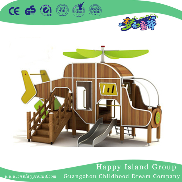 Kleine hölzerne Spielhaus-Ausrüstung im Freien mit Edelstahl-Dia (HHK-4501)