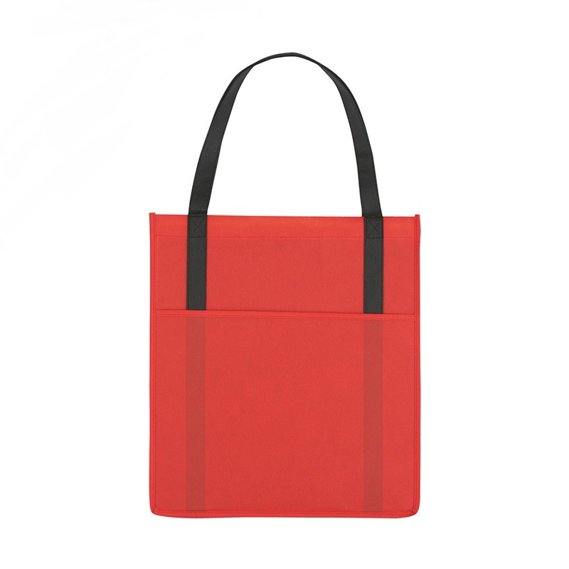 Portable Non-Woven Shoppers Outside Pocket Custom Market Tote Bags