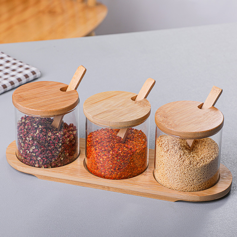 300ml Glass Spice Jar with Wooden Cap and Spoon