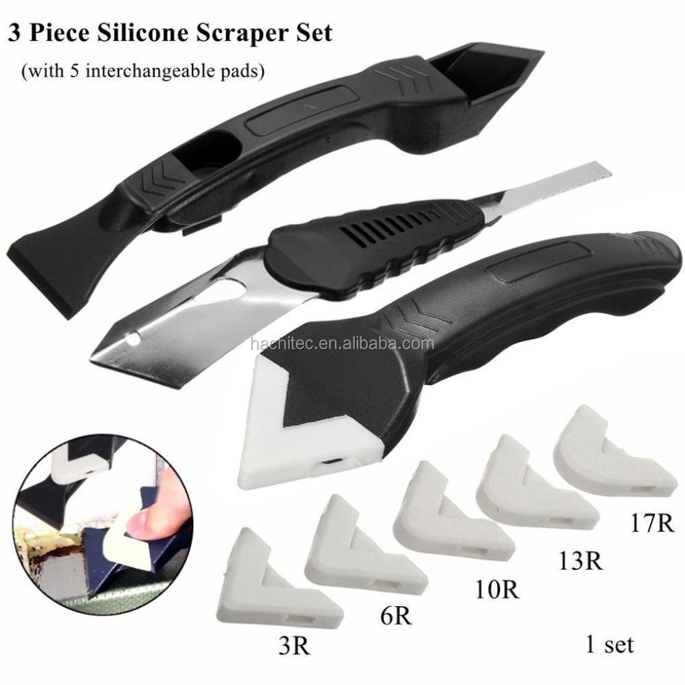 Silicone Scraper Set 3pcs Silicone Scraper Caulking Grouting Tool Sealant Finishing Cleaning Kit Set Sealant Spatula