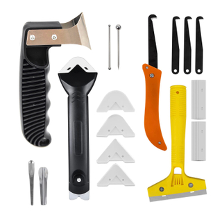 17pcs Grout Removal Tool Silicone Caulk Tool Set Glass Glue Corner Squeegee Grout Saw Blade Scraper