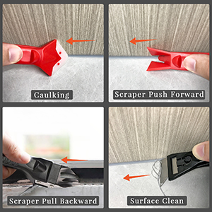 Silicone Caulk Removal Tool Kit Caulk Grout Remover Scraper(Stainless Steel Head) for Kitchen Bathroom Window