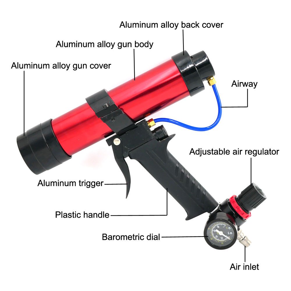 310ML 10oz Cartridge Air Caulking Gun Glass Glue Sealant Gun Pneumatic Caulking Gun Cartridge