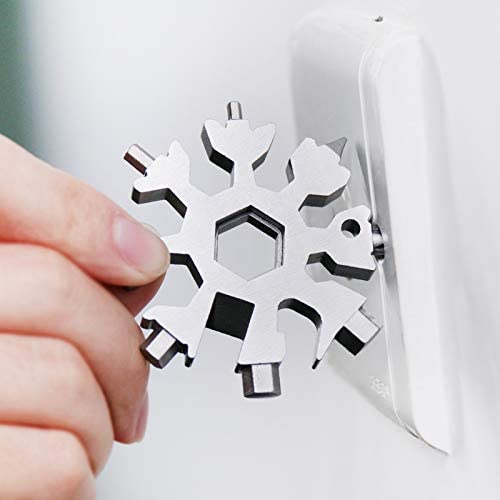 Silver Key Chain Hex Wrench Set Cross Screwdriver Kit Box Bottle Opener 18 in 1 Stainless Steel Snowflake Multitool