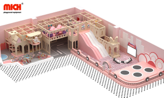 Pink 2 Floors Kidshouse Soft Playhouse ในร่ม