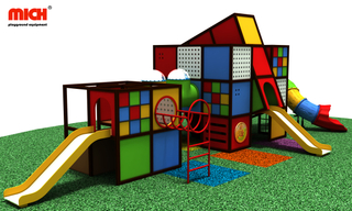 Niños el patio modular al aire libre con toboganes