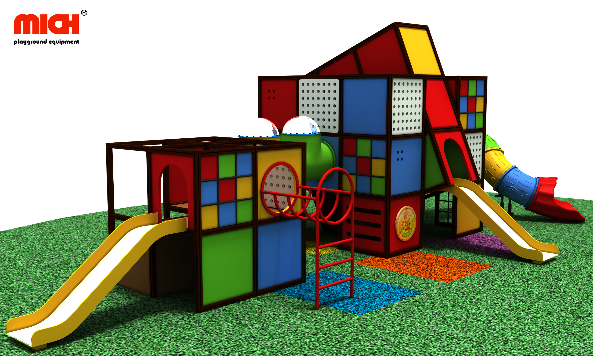 Дети на открытом воздухе модульная игровая площадка со слайдами