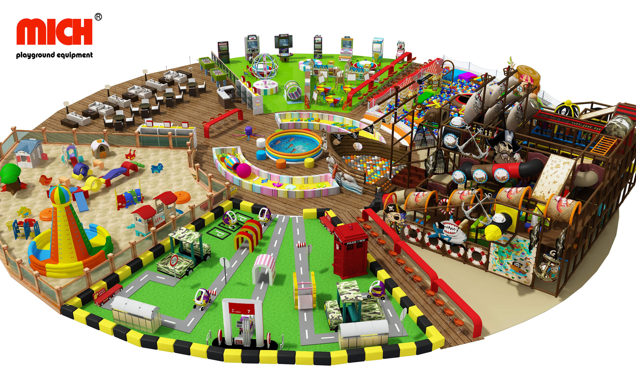 Gran centro comercial de juegos interiores para niños pequeños
