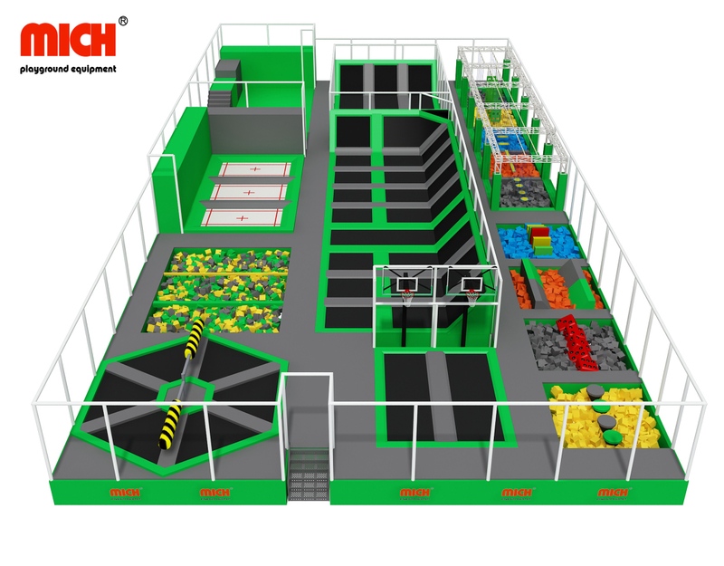 Rectangle 800 m² Park de trampoline adulte