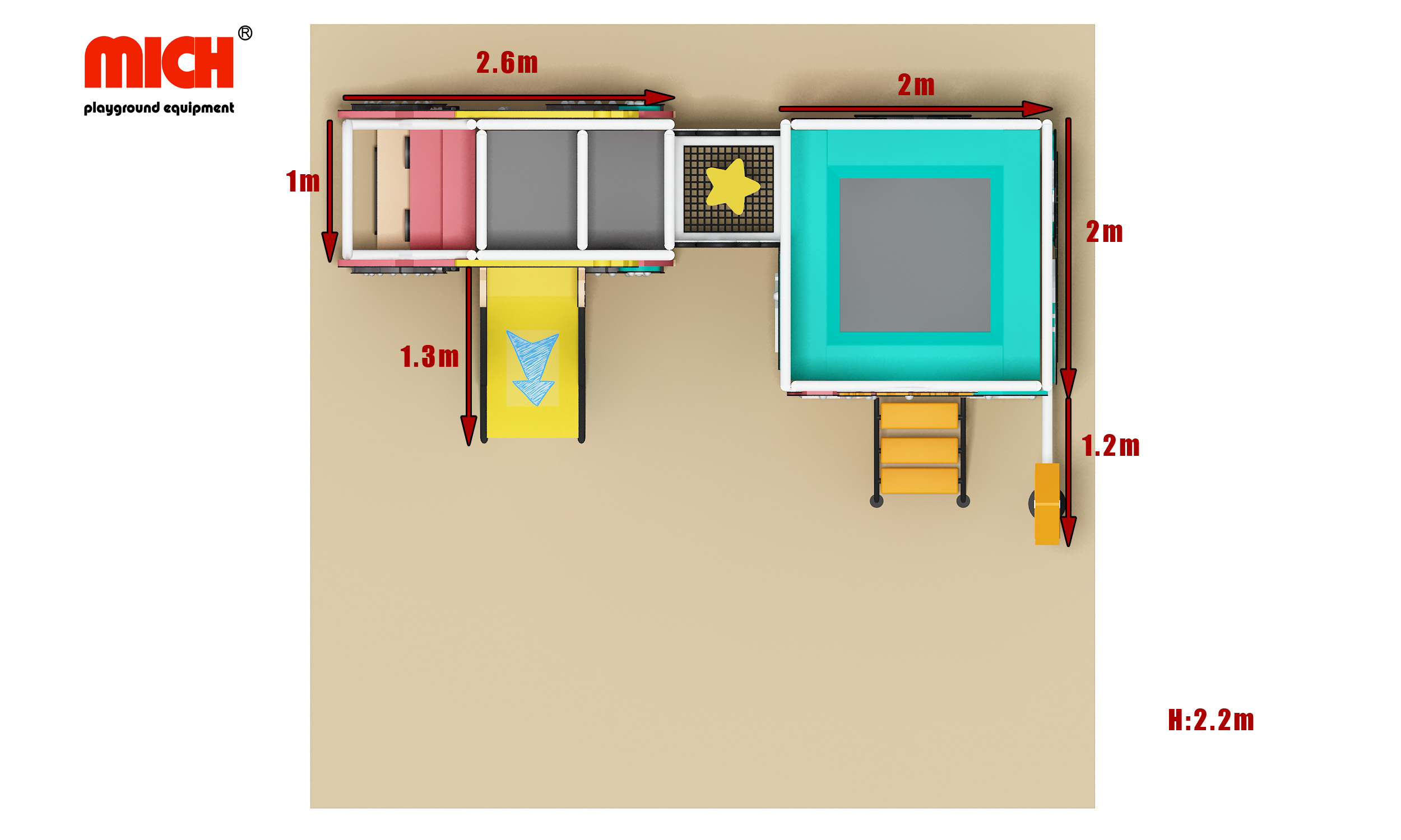 Детская мультипликационная игровая площадка с маленьким набором батута