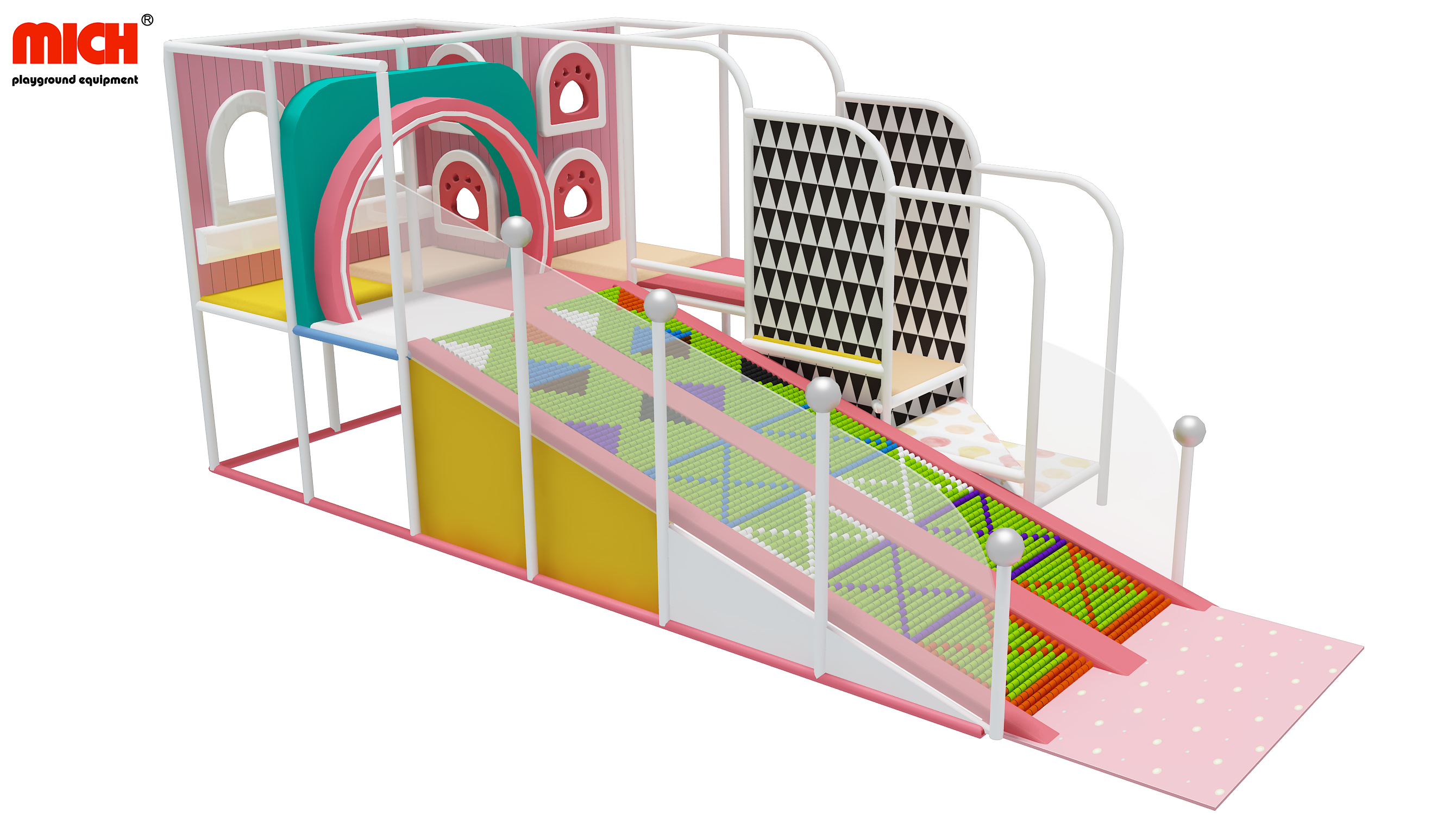 Playground personalizado de slides de rolos para crianças internas