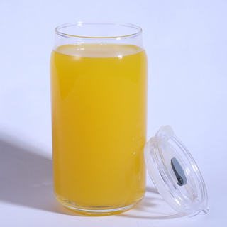 16 oz Can Shaped Juice Beer Drinking Glass Cups With Lids and Straw 