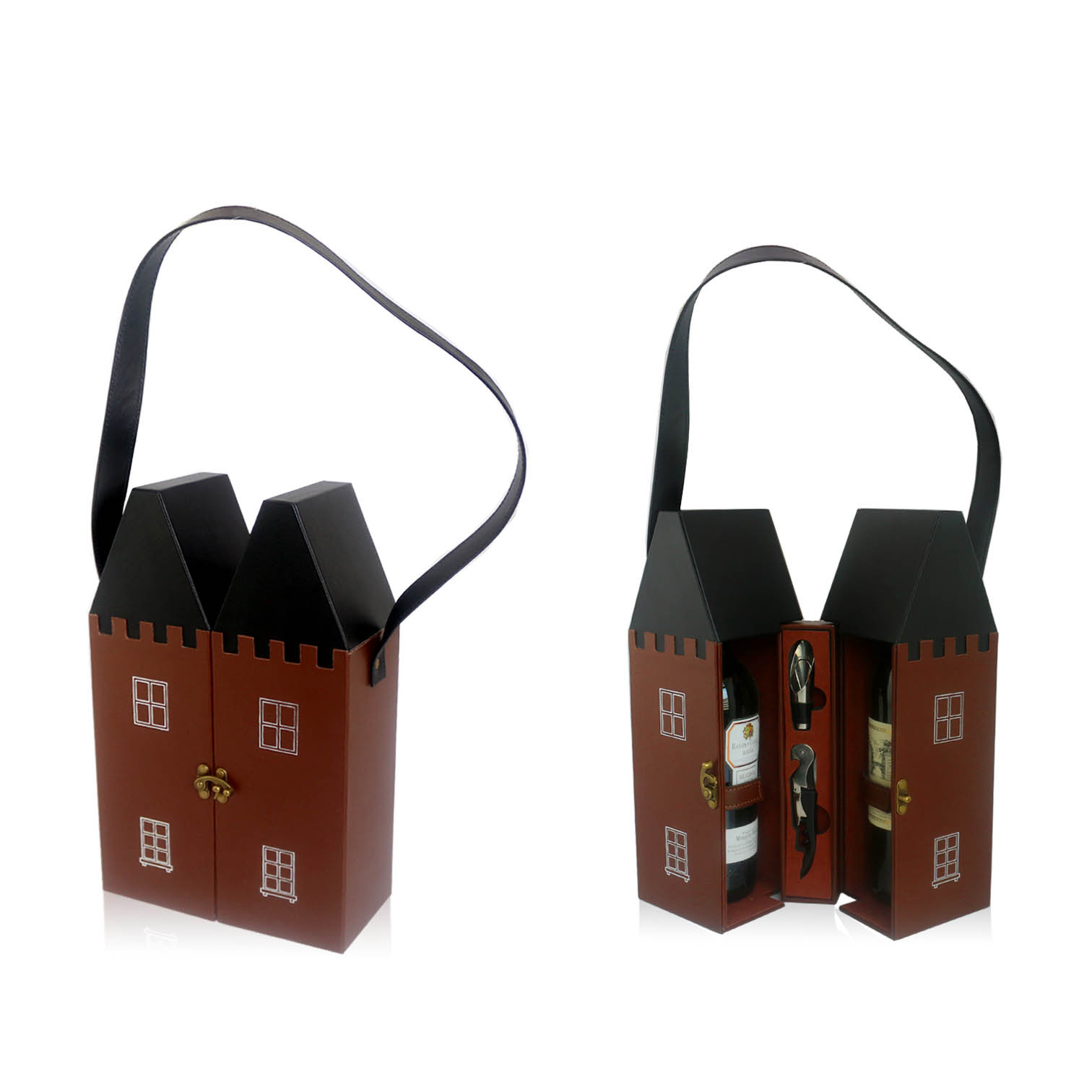Wine Box Manufacturer Pu leather violin shape wine packaging box