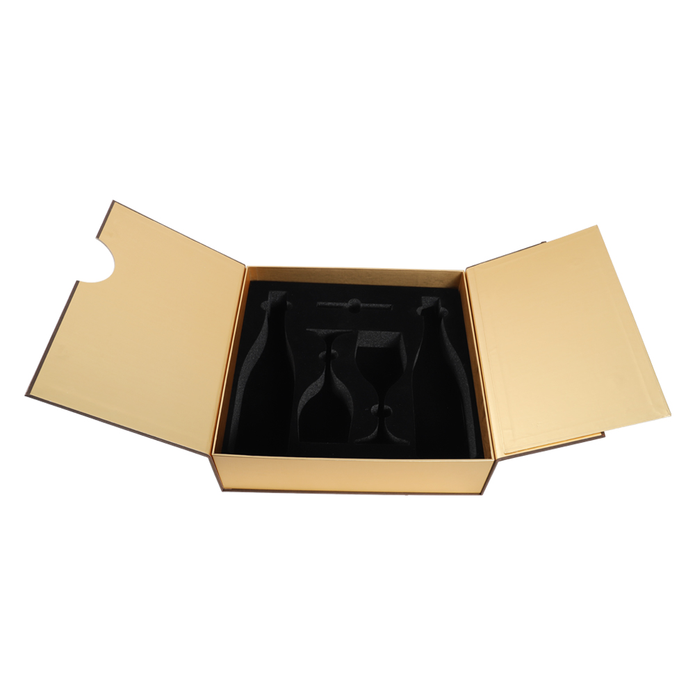 double door open Wine Gift Boxes 36.5 x35.3 x10.4cm, Bottle Gift Boxes for Liquor, Wine and Champagne with foam tray