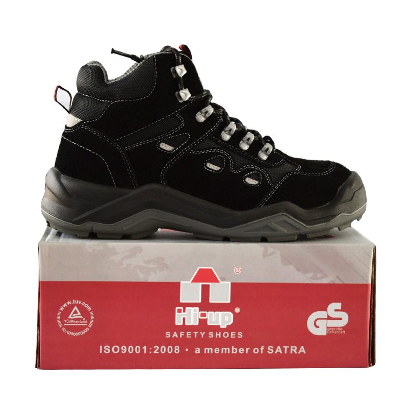 OEM light weight black Suede Leather Rubber Sole Steel Toe Antistatic Safety Shoes