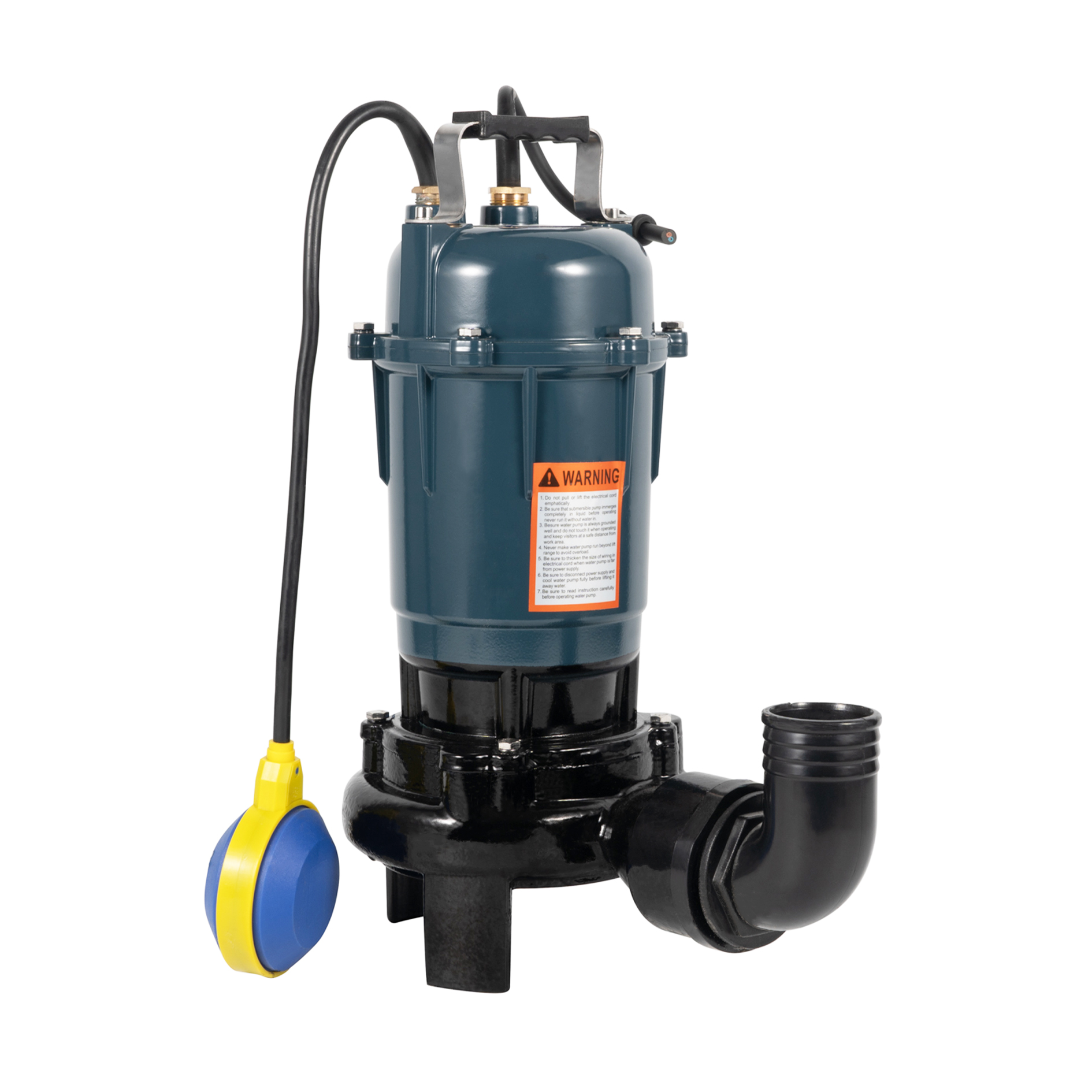 Flotador sumergible del cortador de la bomba de las aguas residuales del arrabio 0.6HP