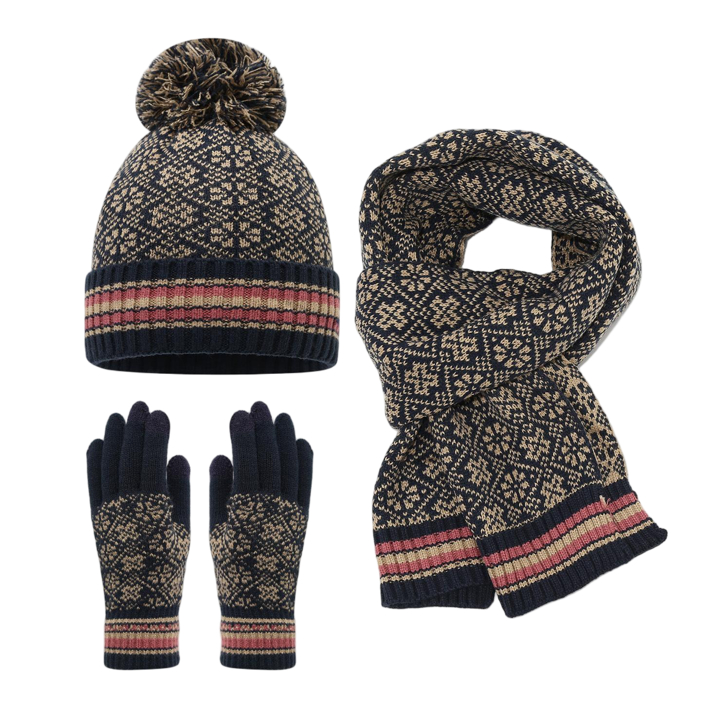 Black Snowflake Knit Three Piece Set