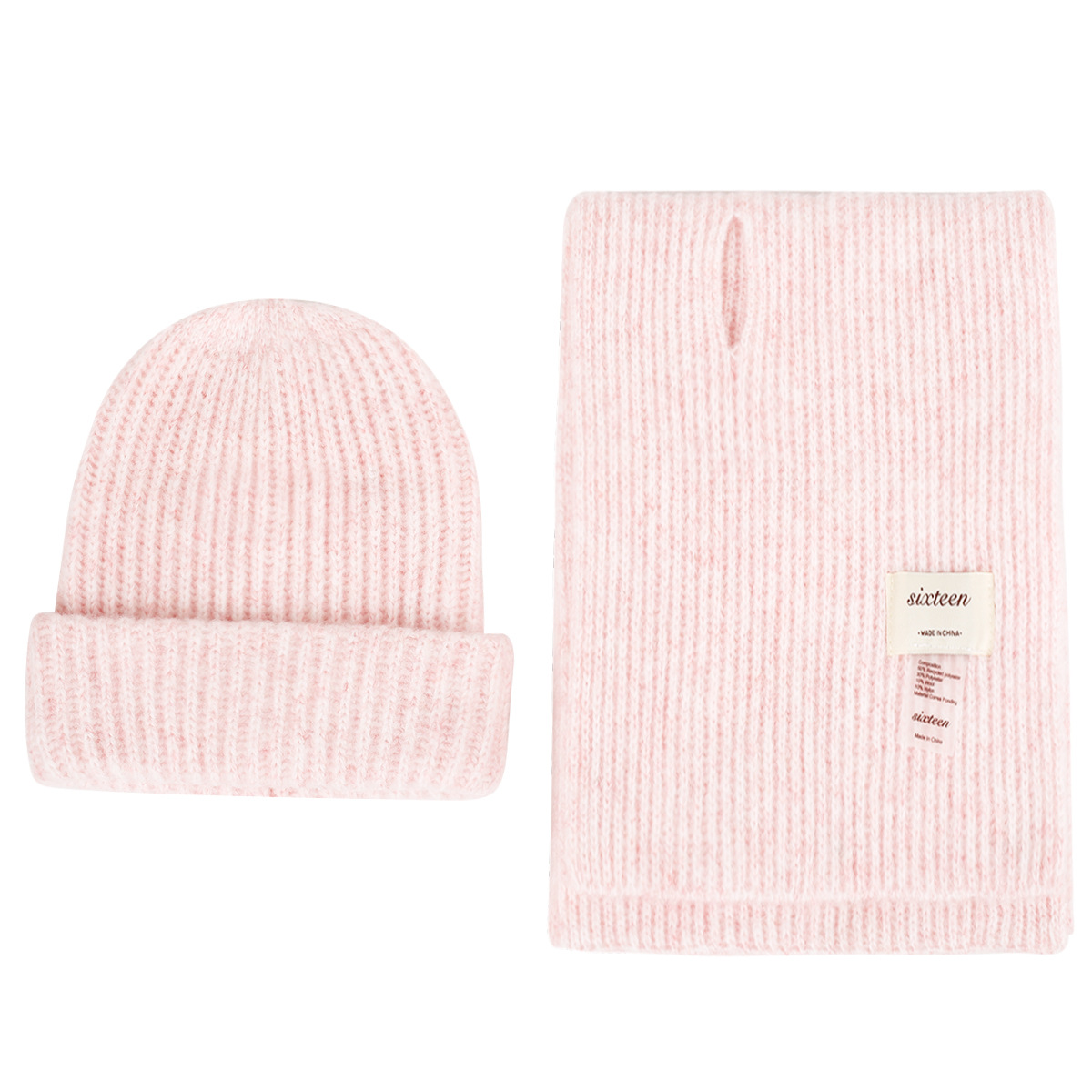 Wool Knit Scarf Beanie Ladies Warm Two piece Set