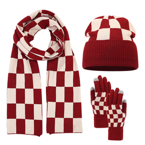 Red Plaid Wool Knit Set