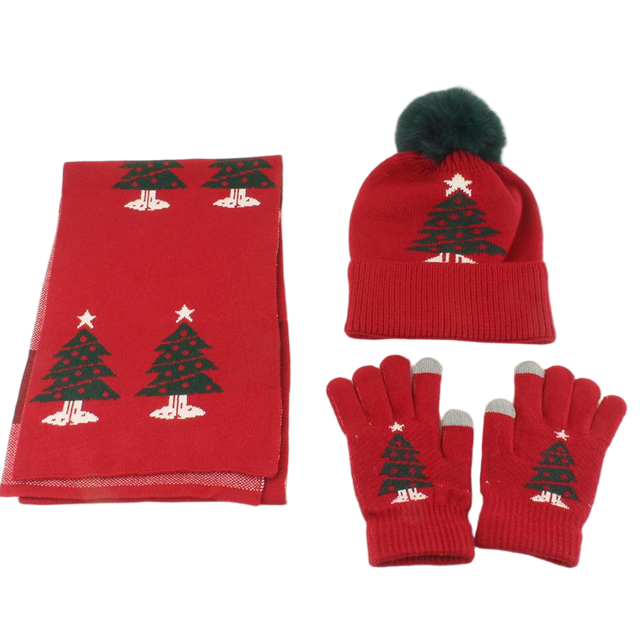 Red Christmas Reindeer Knit Set