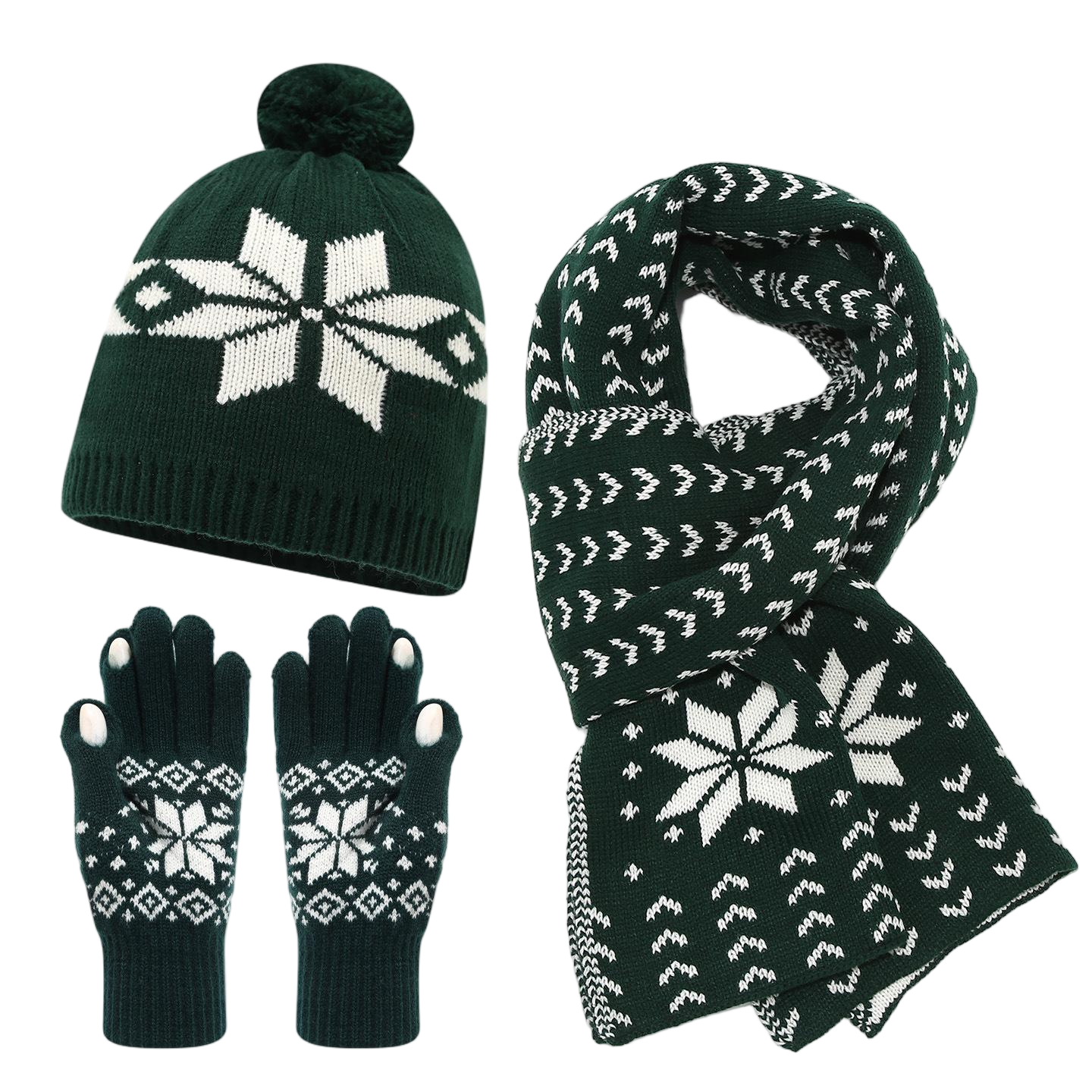 Green Snowflake Knit Two Piece Set