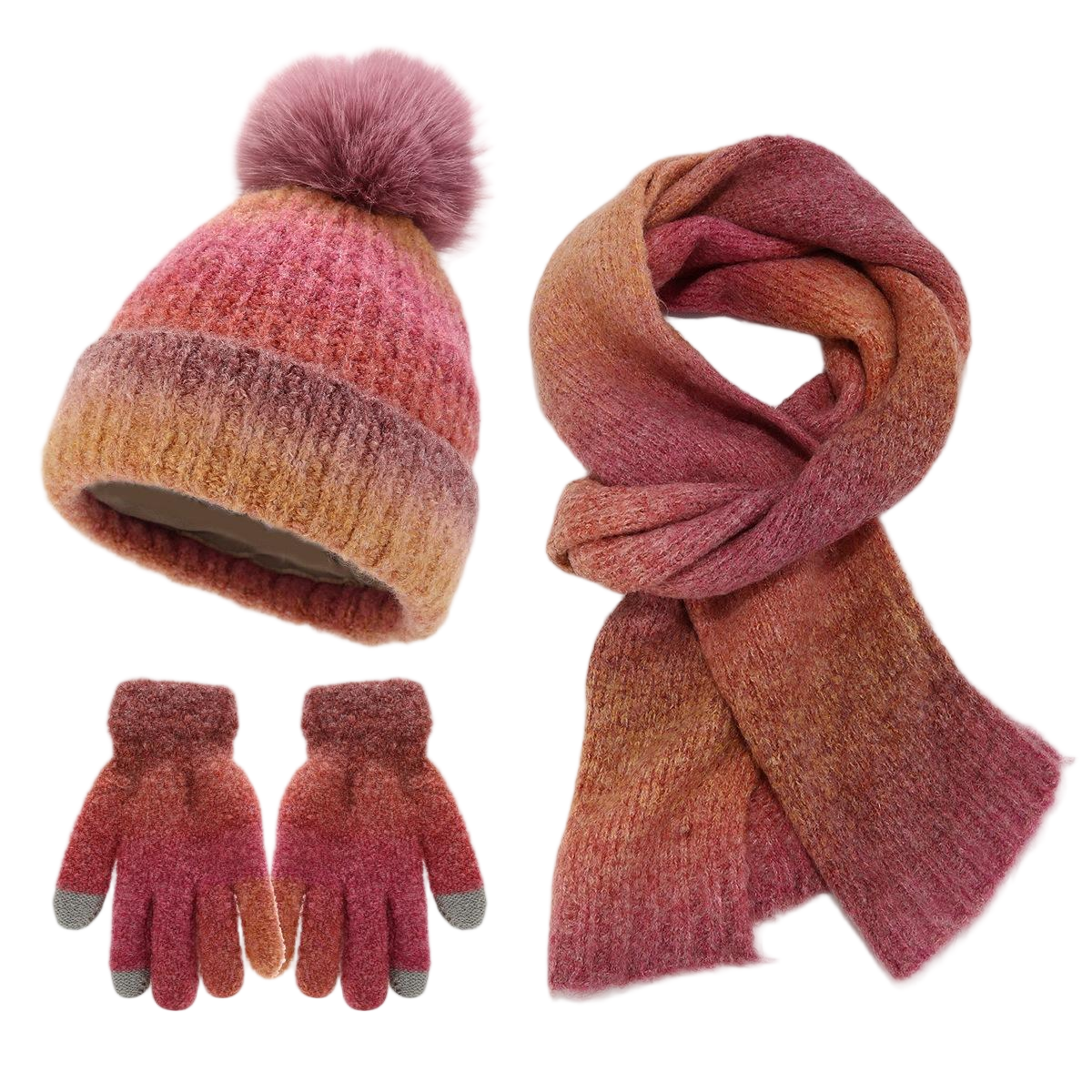 Ombre Pink Knit Three Piece Set