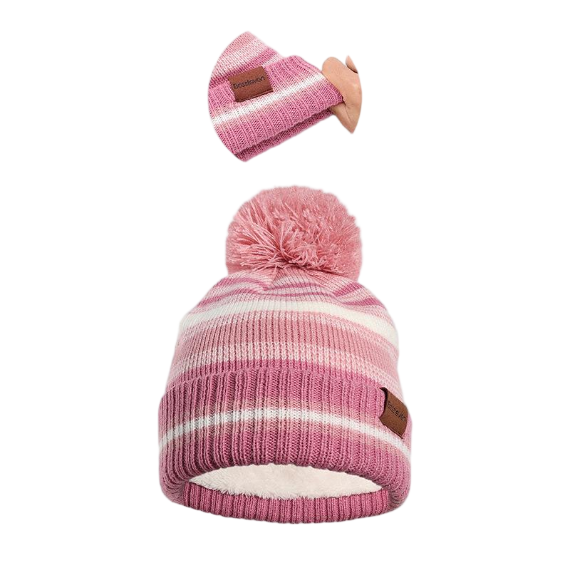 Pink Knit Pom Beanie
