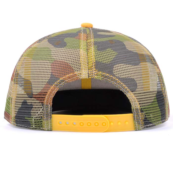 Flat brim camo Trucker mesh cap