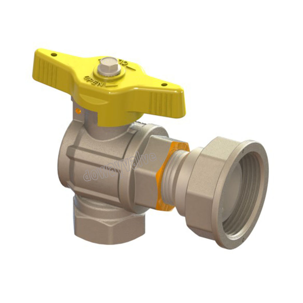 Vanne &agrave; bille d'admission &agrave; al&eacute;sage r&eacute;duit pour compteur de gaz avec poign&eacute;e en T scellable jaune