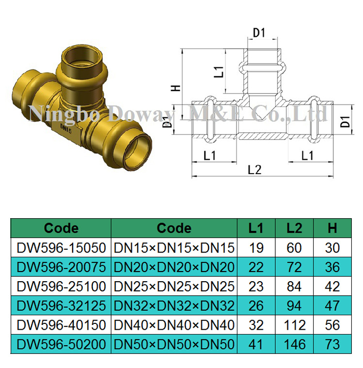 Raccord de presse / t&eacute; en laiton d'approbation de filigrane