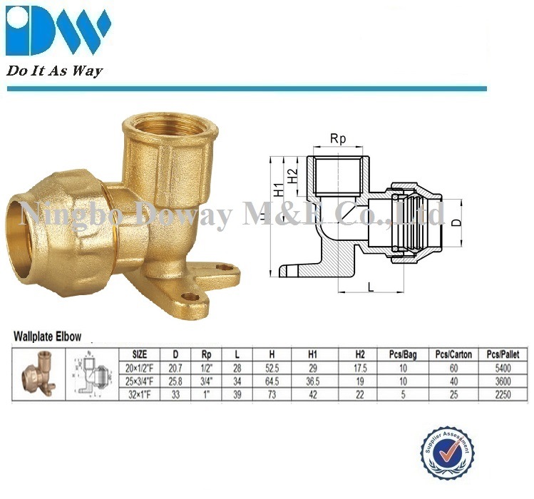 Raccord de compression en laiton pour coude plaqu&eacute; en PE
