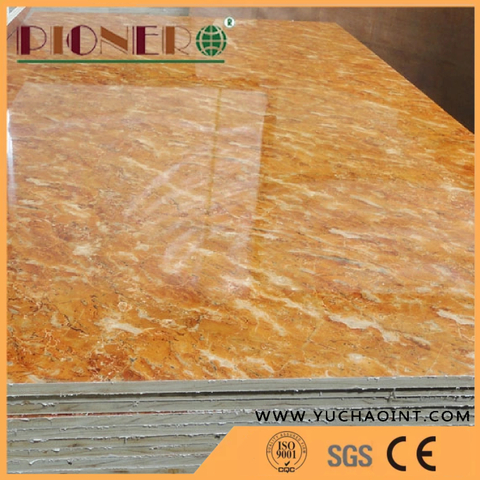 Glossy Polyester Marble Color Melamine Plywood for Furniture Manufacture