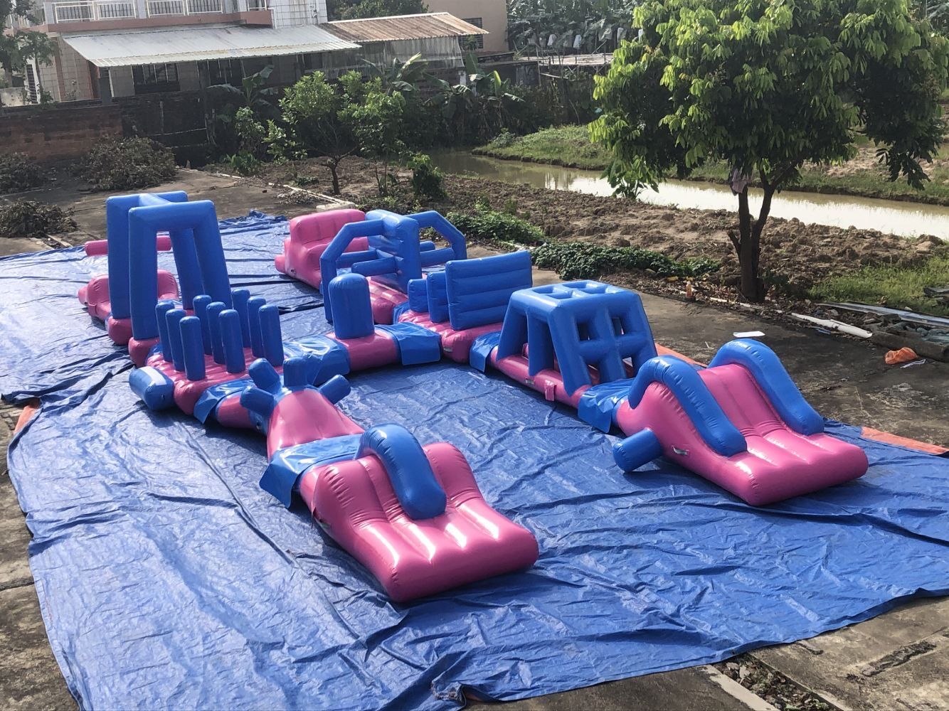 RB5252 24M Inflatable Floating Long Obstacle Course Water Game