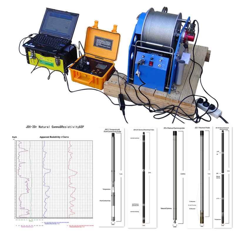 Survei Pembalakan Geofizik SP /Gamma /Suhu /Caliper Water Well Logger dengan Win Automatik