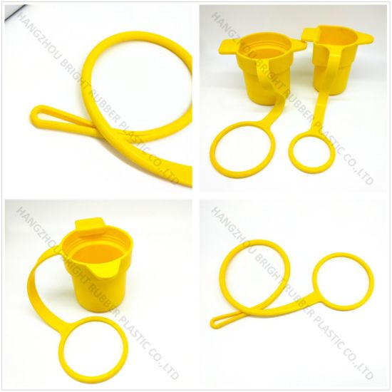 Silicone Rubber Yellow Cap Protector with Rope Customized in High Quality