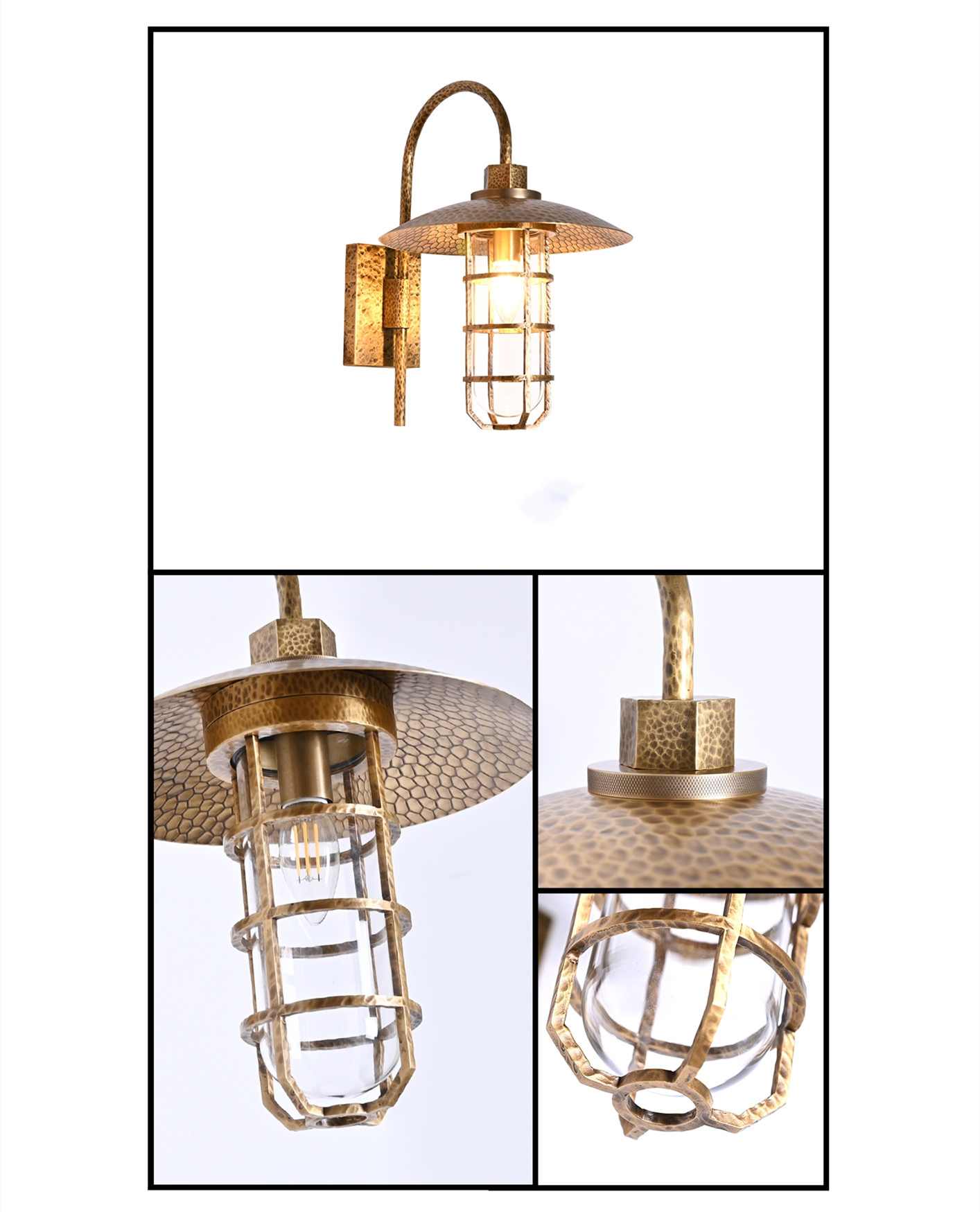Classic Elements Водонепроницаемая медная крышка Стеклянная настенная лампа (KA7090AB)