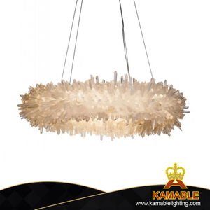 Роскошный подвесной светильник из полированного никеля в форме круга из натурального хрусталя во дворце (2120D80)