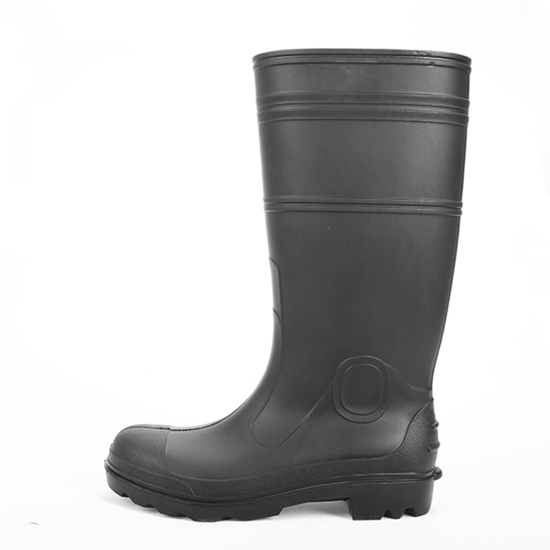 QH-001 black oil resistant men pvc safety rain boot for work
