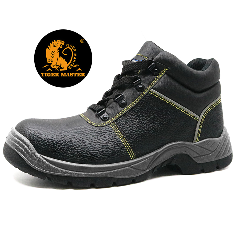 China oil resistant black steel toe cap industrial safety leather shoes ...